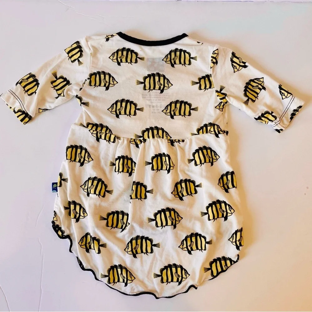 Kickee Pants Yellow Fish Outfit Size 0-3 Months